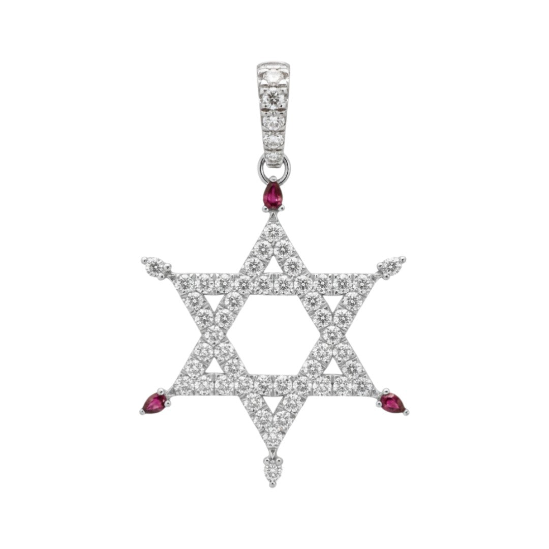 The 369 Star Of David - Ruby & Diamonds - White Gold