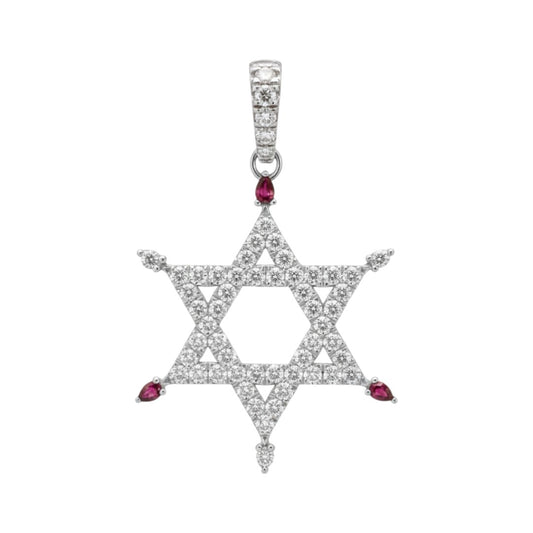 The 369 Star Of David - Ruby & Diamonds - White Gold