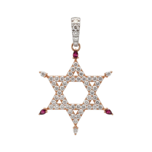 The 369 Star Of David - Ruby & Diamonds - Rose & White Gold