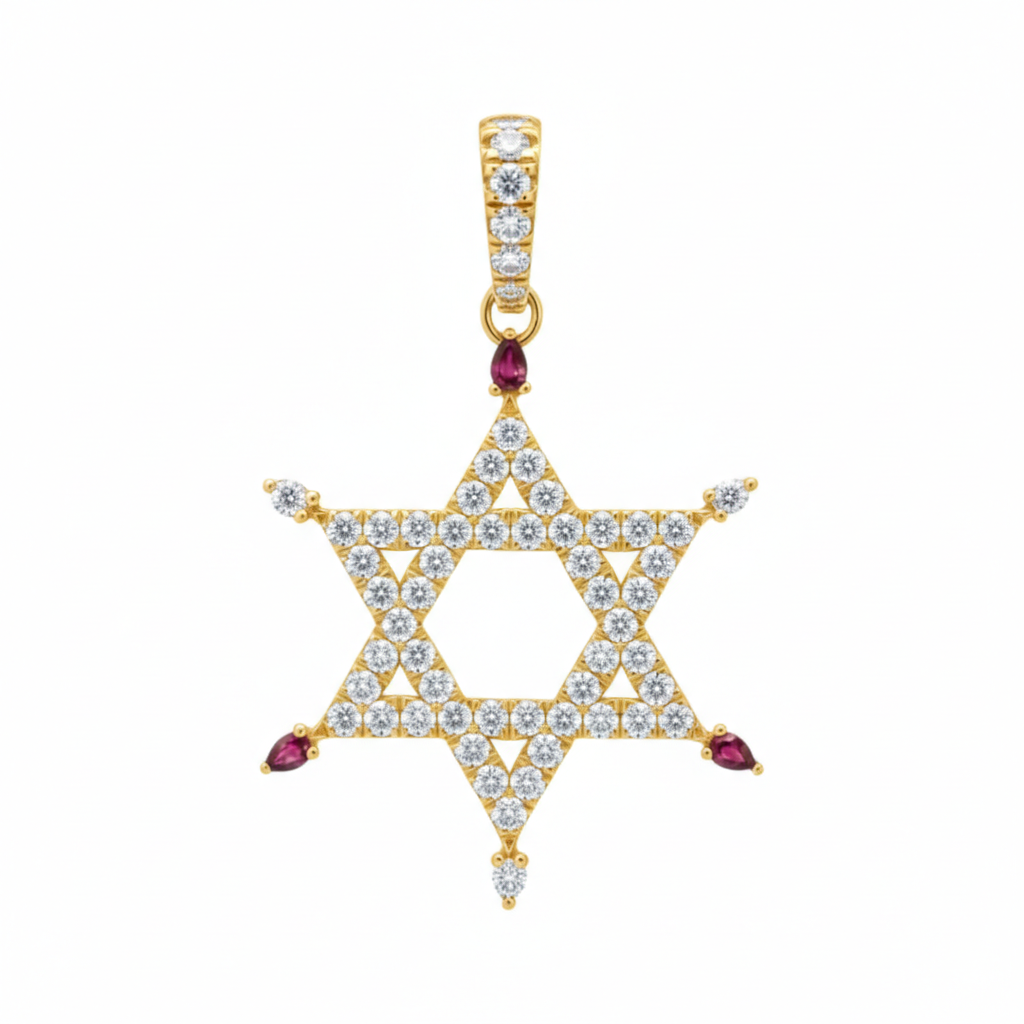 The 369 Star Of David - Ruby & Diamonds - Yellow Gold