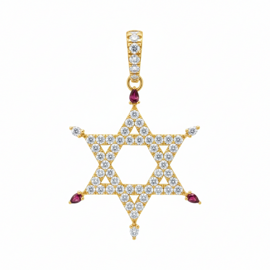 The 369 Star Of David - Ruby & Diamonds - Yellow Gold
