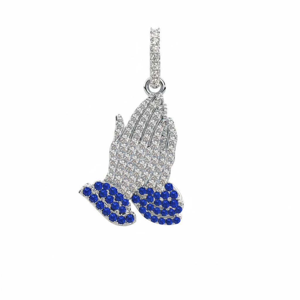 The Praying Hands Pendant - White Gold