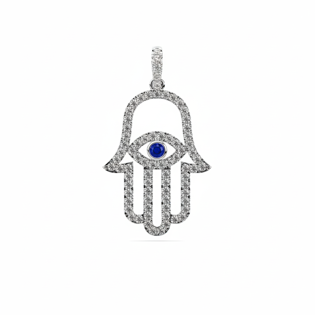 The Hamsa Pendant - White Gold