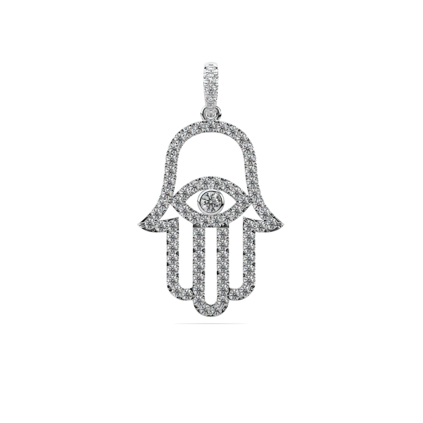 The Hamsa Pendant - White Gold