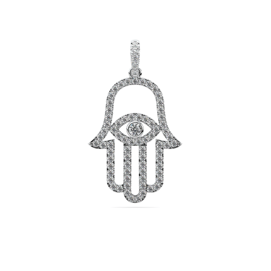 The Hamsa Pendant - White Gold